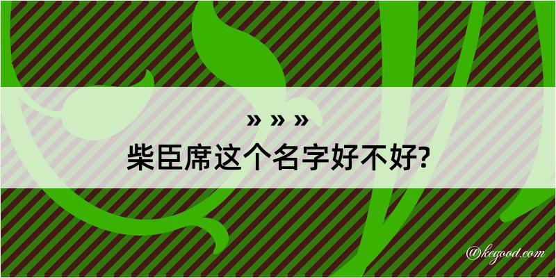 柴臣席这个名字好不好?