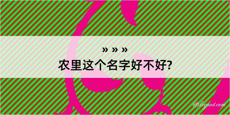 农里这个名字好不好?