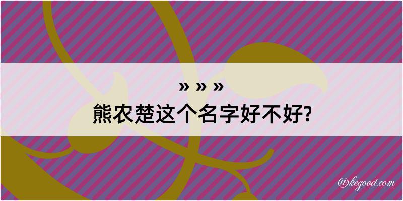 熊农楚这个名字好不好?