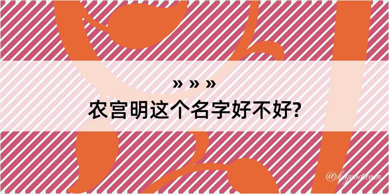 农宫明这个名字好不好?