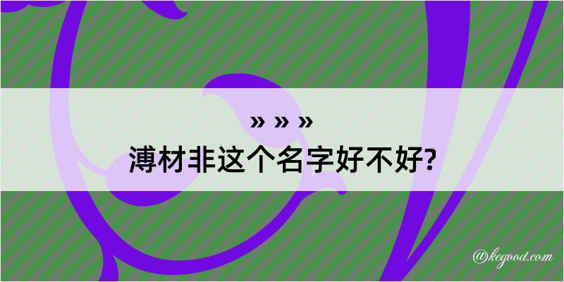 溥材非这个名字好不好?