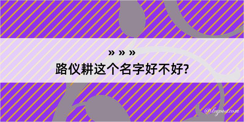 路仪耕这个名字好不好?