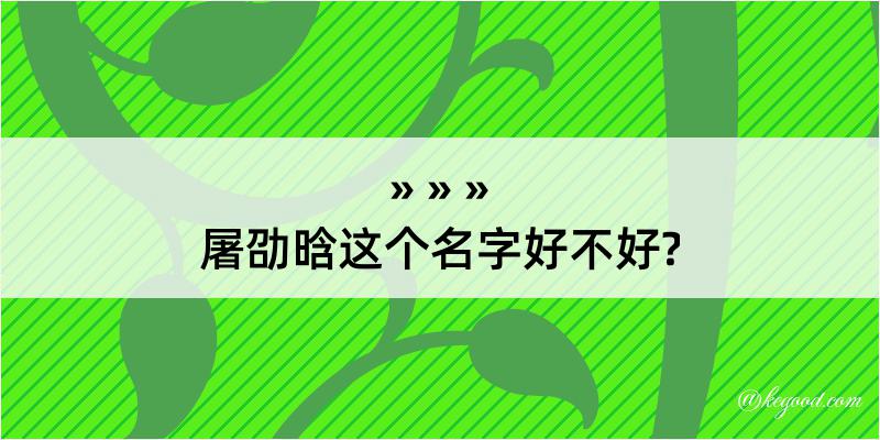 屠劭晗这个名字好不好?