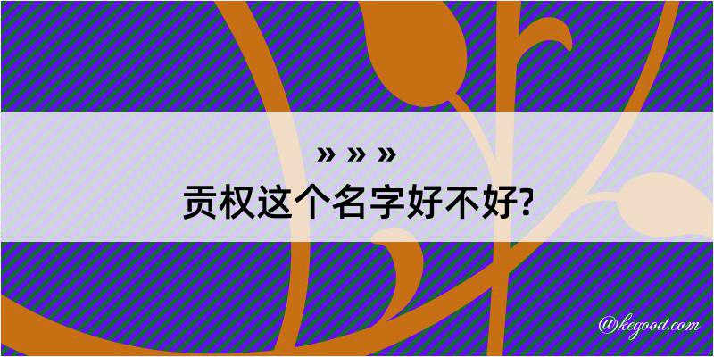 贡权这个名字好不好?