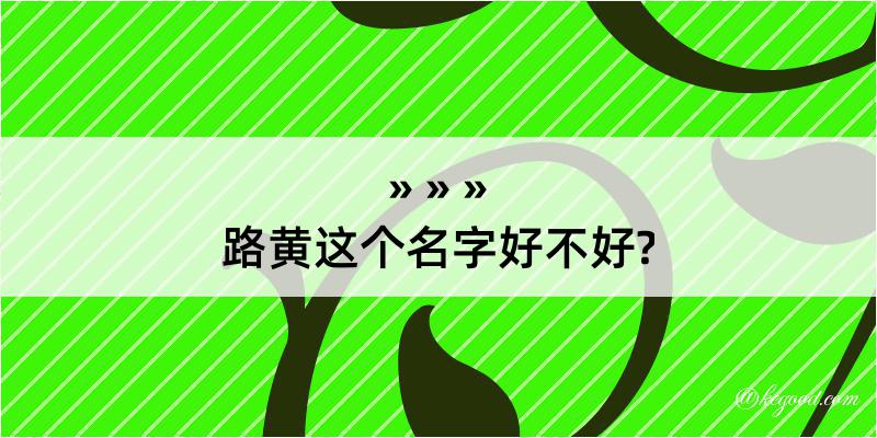 路黄这个名字好不好?