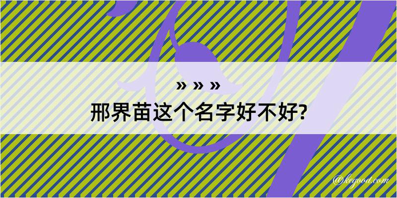 邢界苗这个名字好不好?