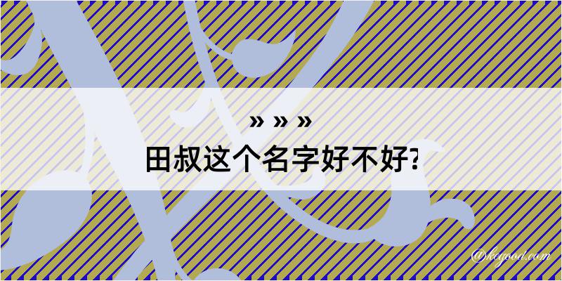 田叔这个名字好不好?