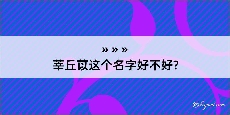 莘丘苡这个名字好不好?