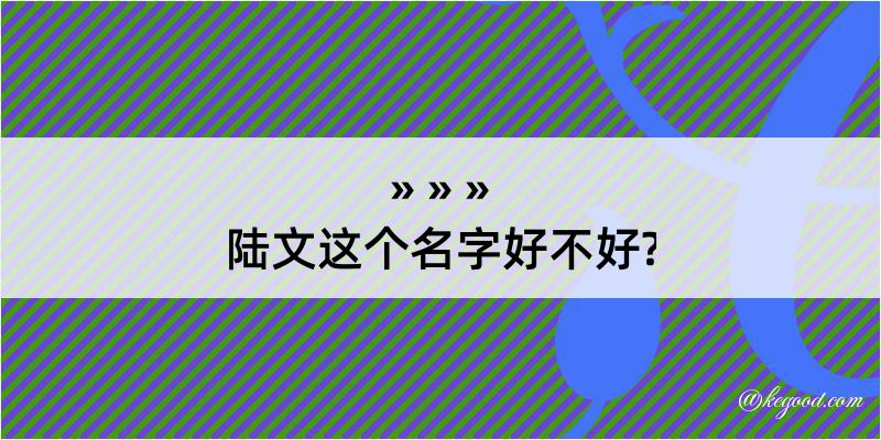 陆文这个名字好不好?