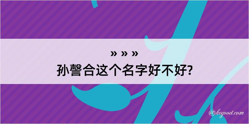 孙謦合这个名字好不好?