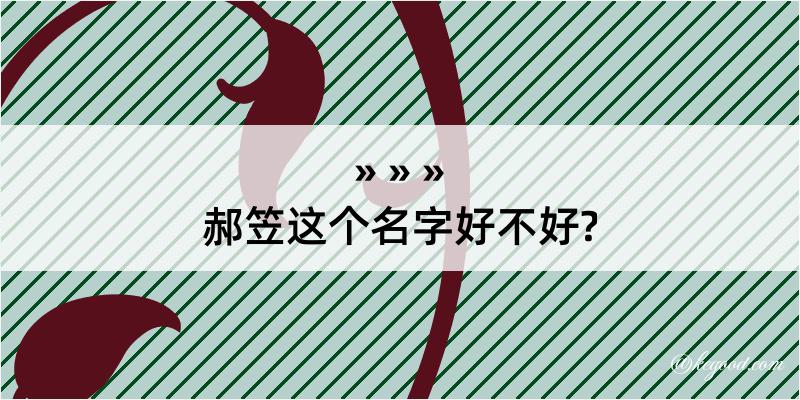 郝笠这个名字好不好?