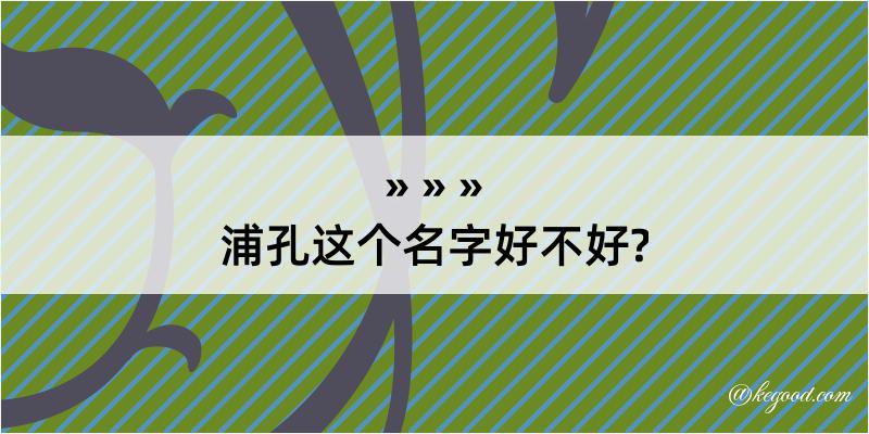 浦孔这个名字好不好?