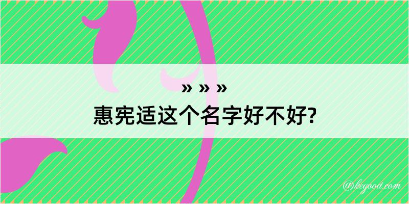 惠宪适这个名字好不好?