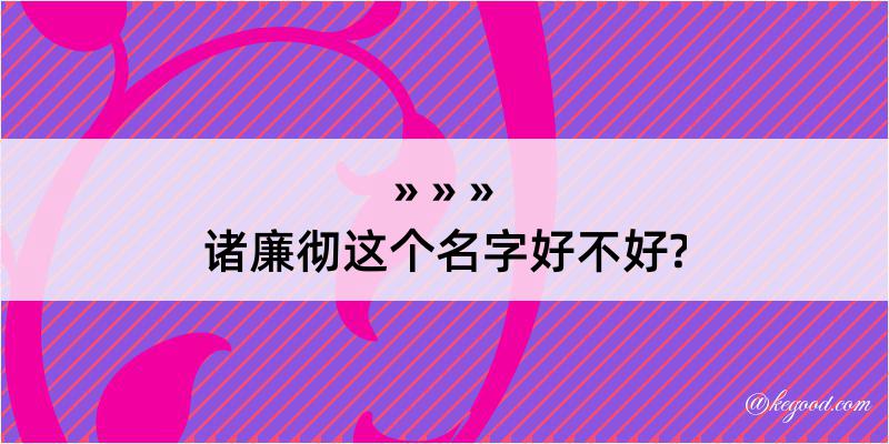 诸廉彻这个名字好不好?