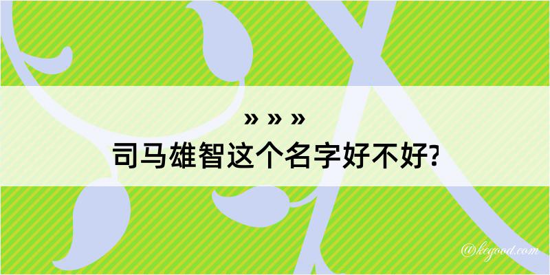 司马雄智这个名字好不好?