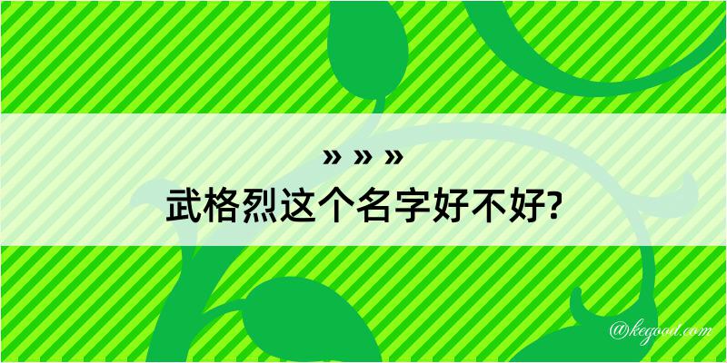 武格烈这个名字好不好?