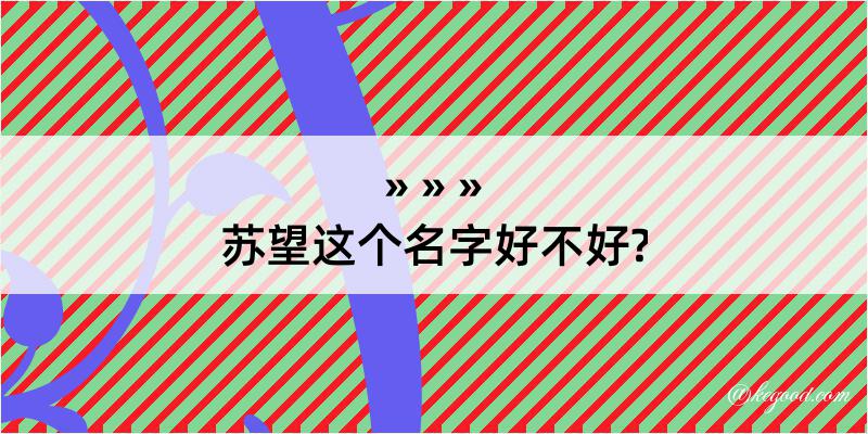 苏望这个名字好不好?