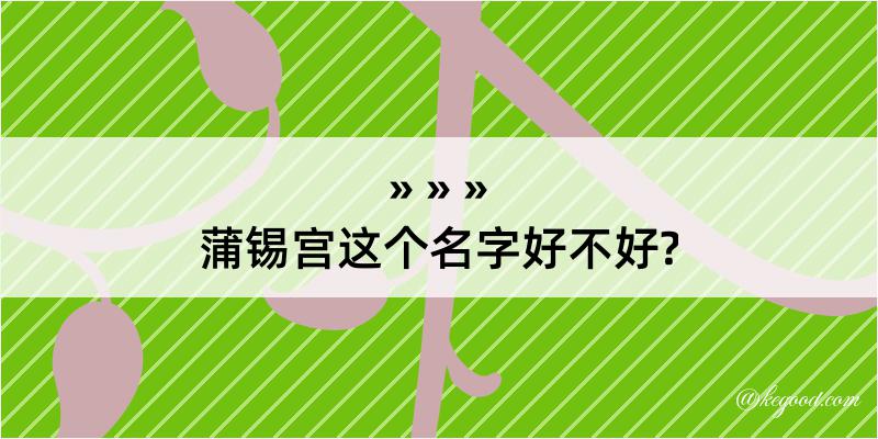 蒲锡宫这个名字好不好?