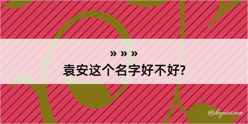 袁安这个名字好不好?