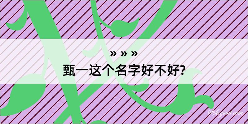 甄一这个名字好不好?