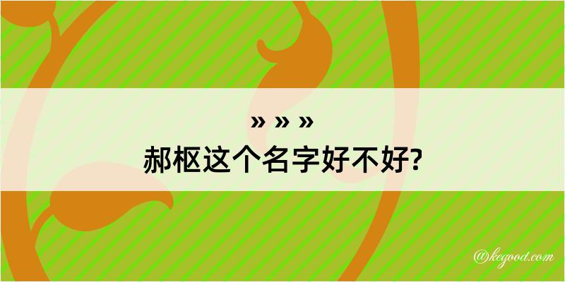 郝枢这个名字好不好?