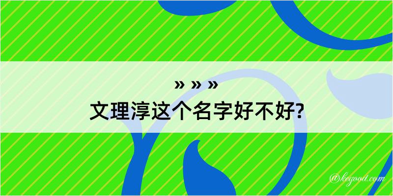 文理淳这个名字好不好?