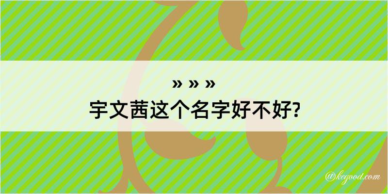 宇文茜这个名字好不好?