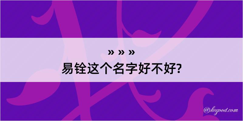 易铨这个名字好不好?