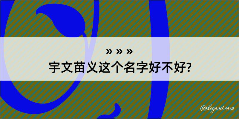 宇文苗义这个名字好不好?