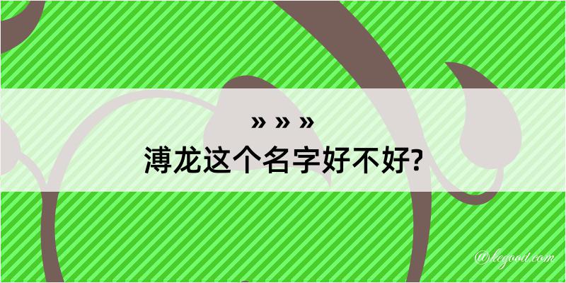 溥龙这个名字好不好?