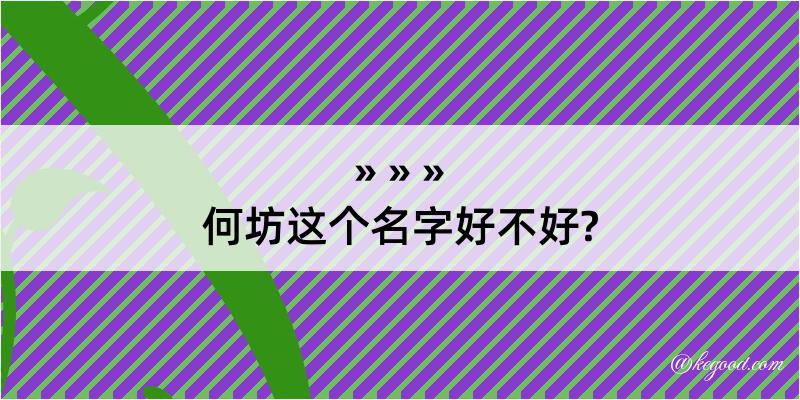 何坊这个名字好不好?