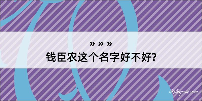 钱臣农这个名字好不好?