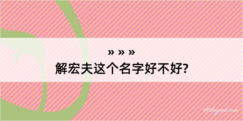 解宏夫这个名字好不好?