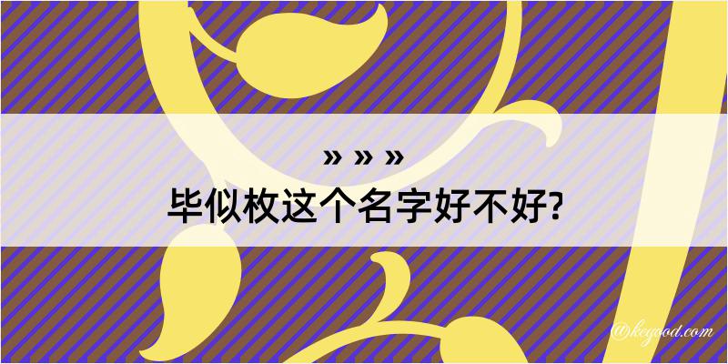 毕似枚这个名字好不好?