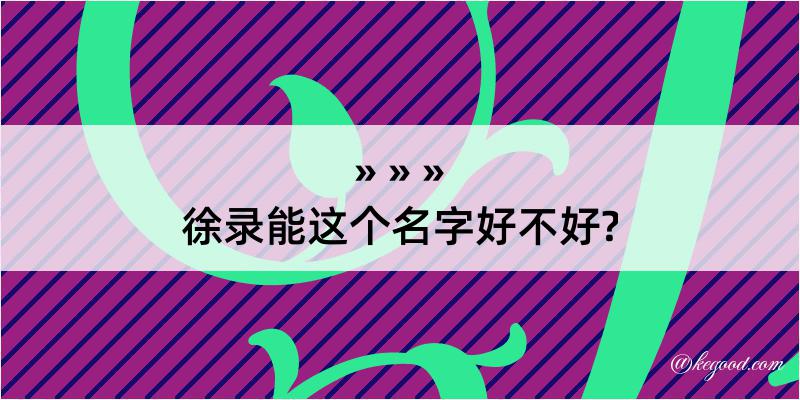 徐录能这个名字好不好?