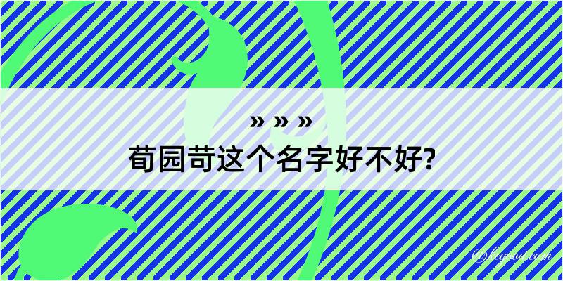 荀园苛这个名字好不好?