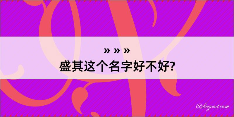 盛其这个名字好不好?