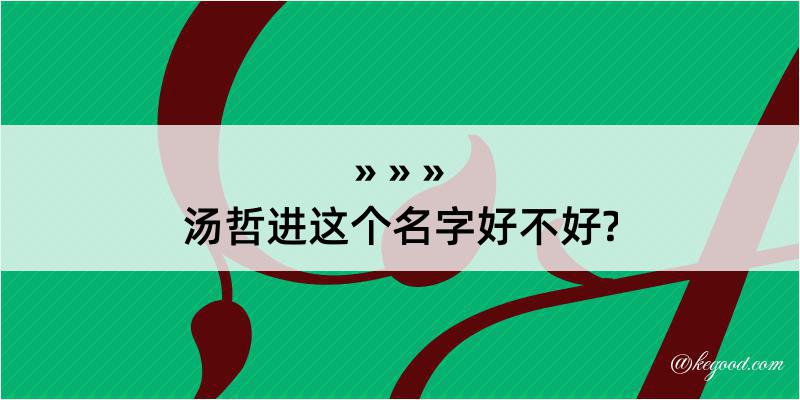 汤哲进这个名字好不好?