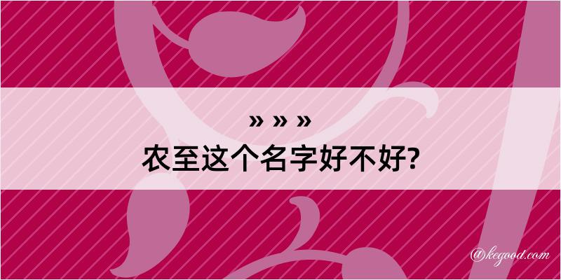 农至这个名字好不好?