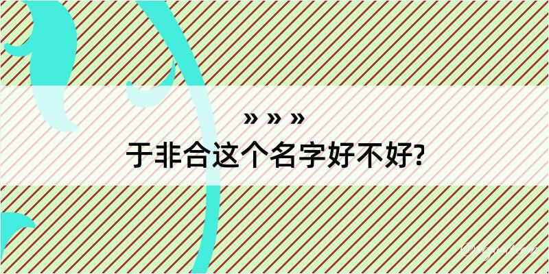 于非合这个名字好不好?