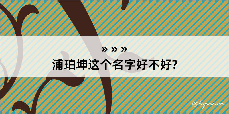 浦珀坤这个名字好不好?