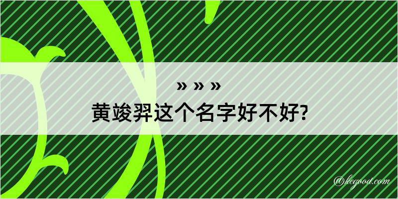 黄竣羿这个名字好不好?