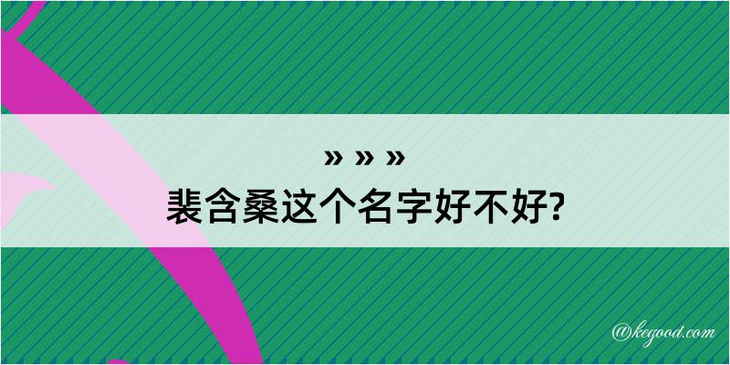 裴含桑这个名字好不好?