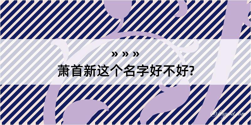 萧首新这个名字好不好?