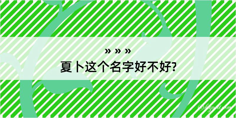 夏卜这个名字好不好?