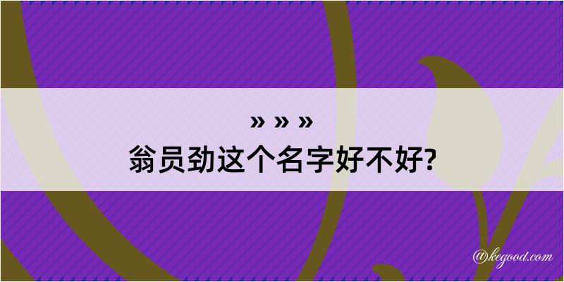 翁员劲这个名字好不好?