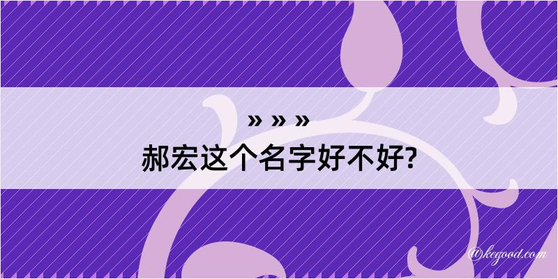 郝宏这个名字好不好?