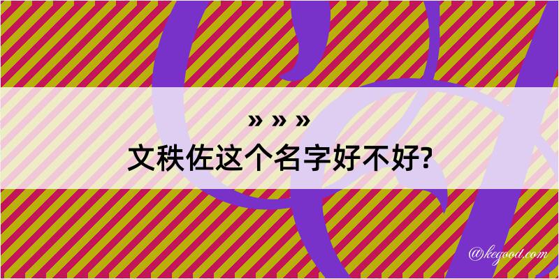 文秩佐这个名字好不好?