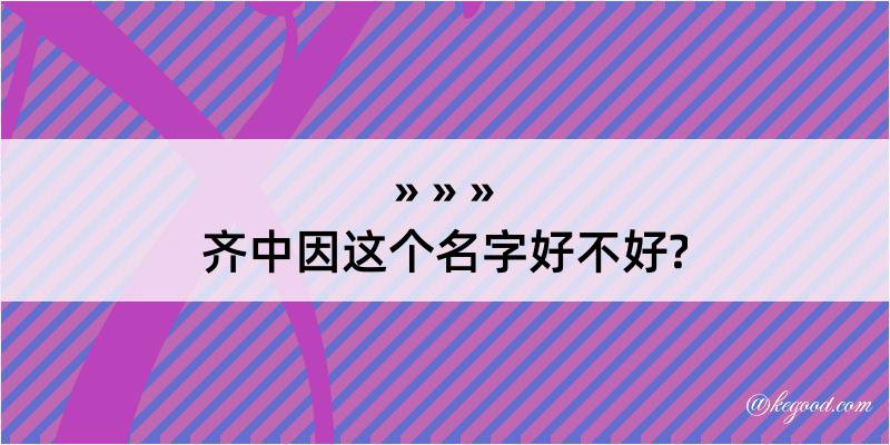 齐中因这个名字好不好?