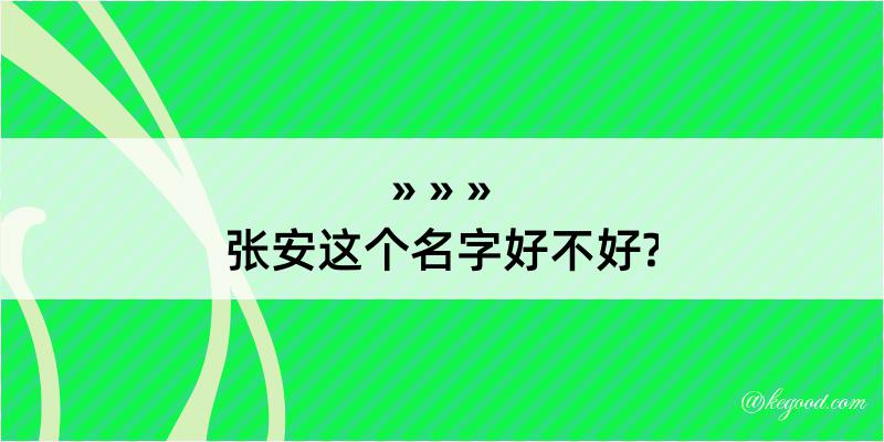 张安这个名字好不好?